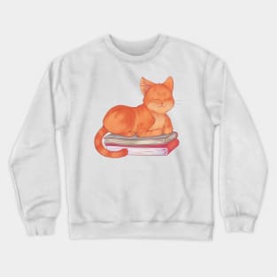 Cat Sleeping on Books Crewneck Sweatshirt